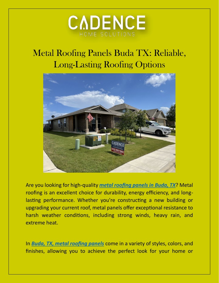 Ppt Metal Roofing Panels Buda Tx Reliable Long Lasting Roofing