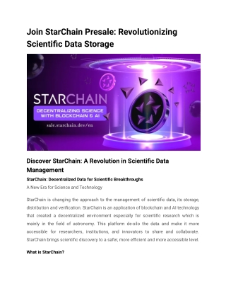 join starchain presale revolutionizing scientific