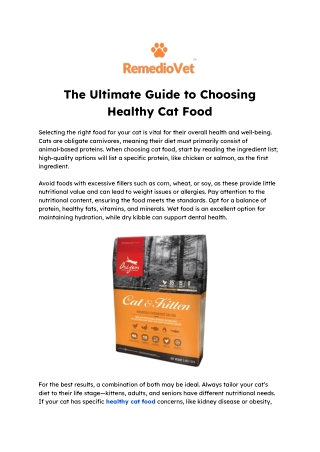 The Ultimate Guide to Choosing Healthy Cat Food