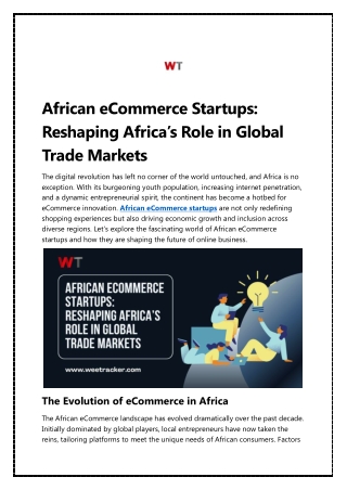 African eCommerce Startups: Reshaping Africa’s Role in Global Trade Markets