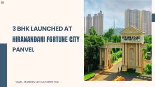 3 BHK Launched at Hiranandani Fortune City, Panvel