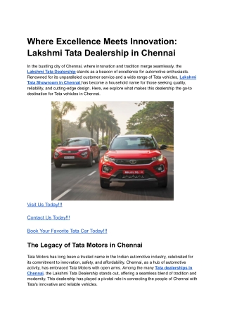 Where Excellence Meets Innovation_ Lakshmi Tata Dealership in Chennai