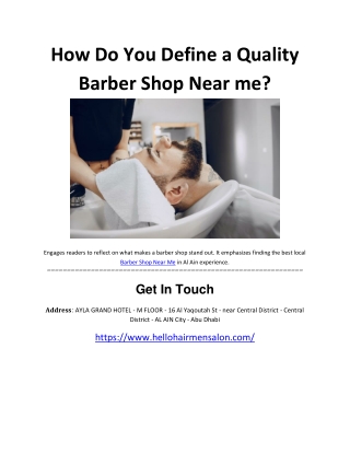 How Do You Define a Quality Barber Shop Near me?