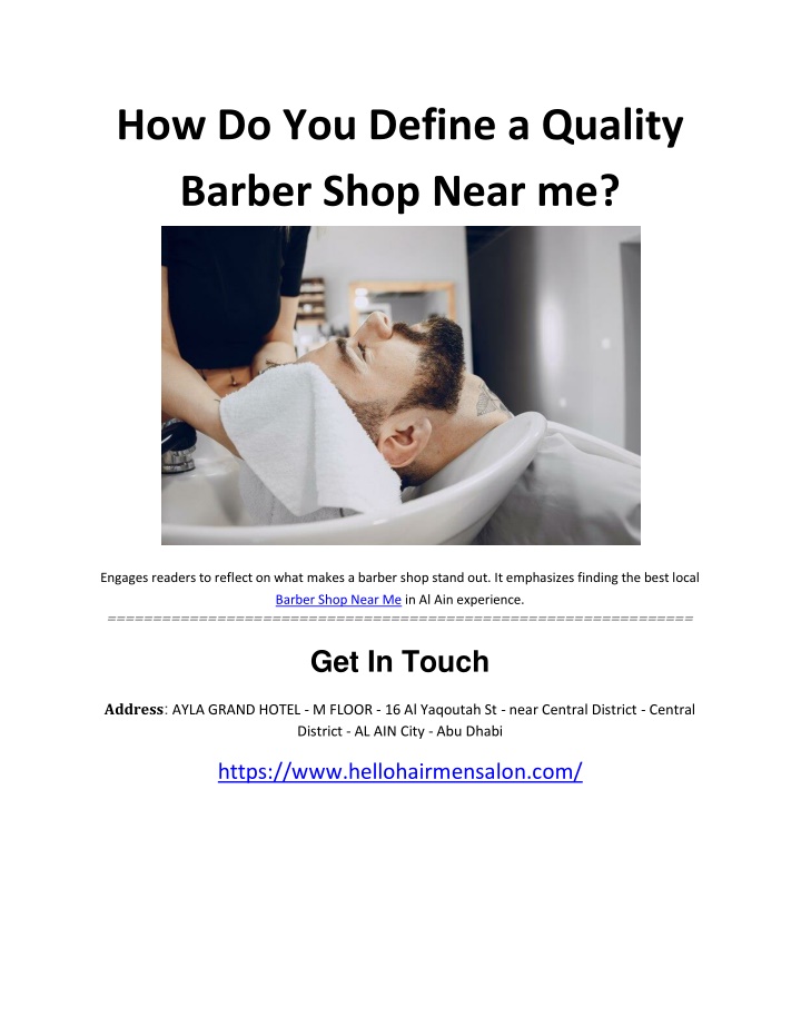 how do you define a quality barber shop near me