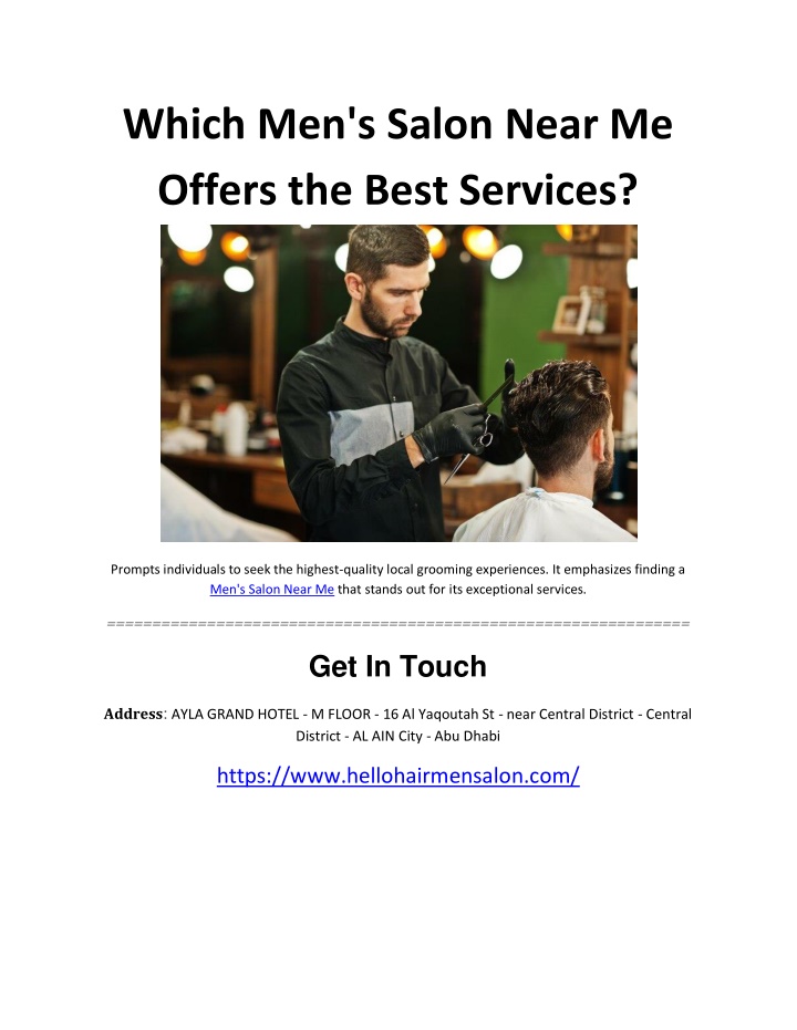 which men s salon near me offers the best services