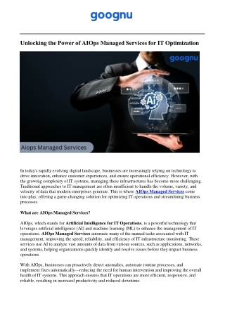 unlocking the power of aiops managed services