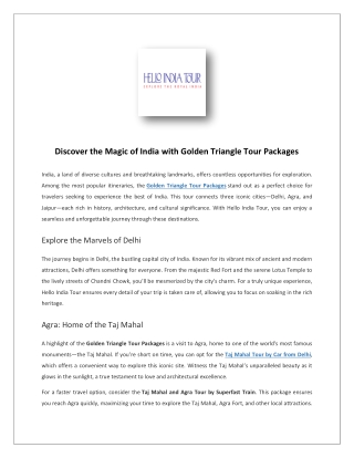 discover the magic of india with golden triangle