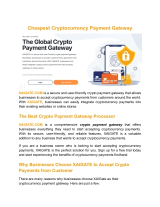 Cheapest Cryptocurrency Payment Gateway