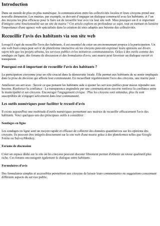 Recueillir l'avis des habitants via son site web