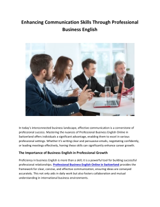 Enhancing Communication Skills Through Professional Business English