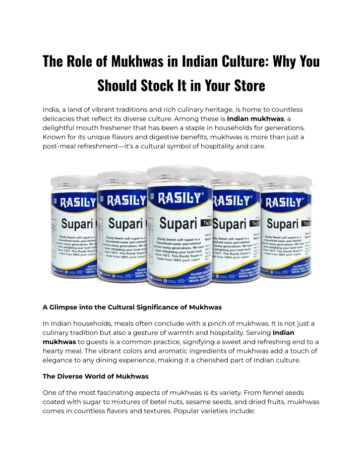 the role of mukhwas in indian culture