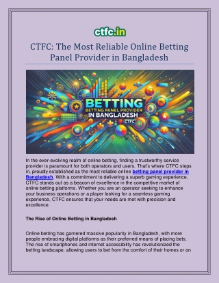 Betting Panel Provider in Bangladesh
