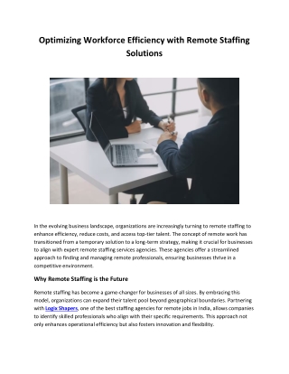 Optimizing Workforce Efficiency with Remote Staffing Solutions