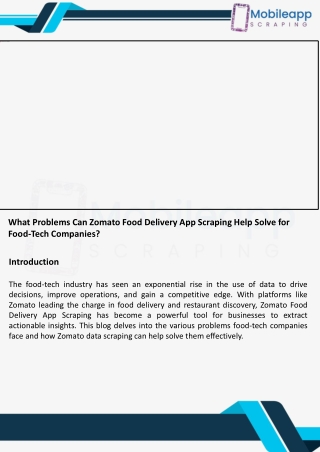 What Problems Can Zomato Food Delivery App Scraping Help Solve for Food-Tech Companies