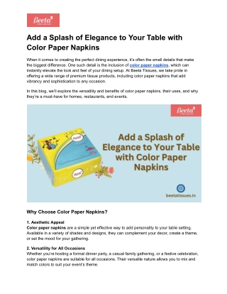 add a splash of elegance to your table with color