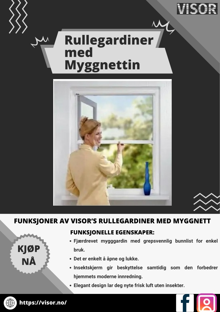 rullegardiner med myggnettin