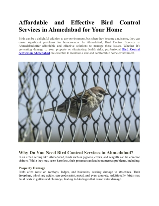 affordable and effective bird control services