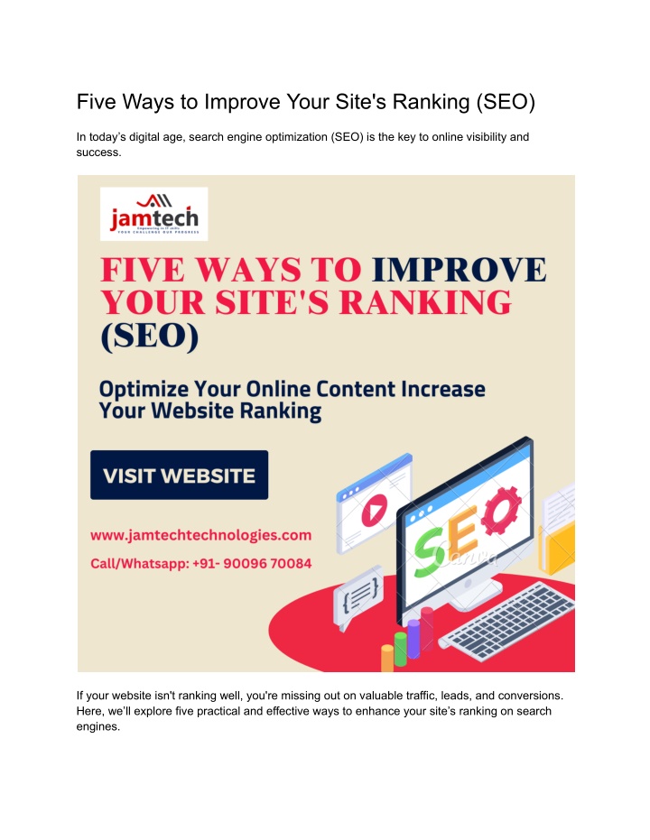 five ways to improve your site s ranking seo