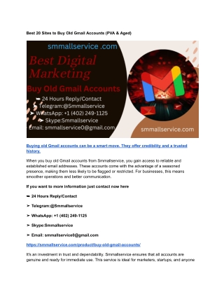 Best 20 Sites to Buy Old Gmail Accounts (PVA & Aged)