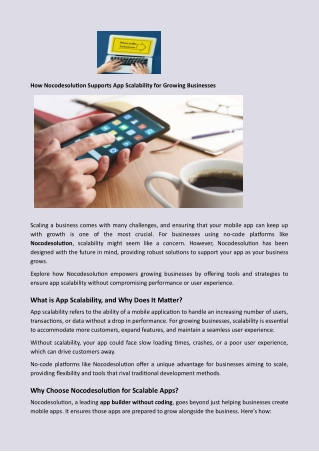 how nocodesolution supports app scalability