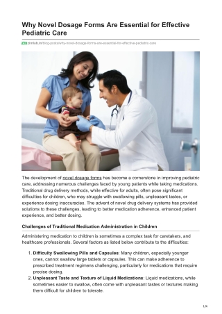 Why Novel Dosage Forms Are Essential for Effective Pediatric Care  - ZIM Labs