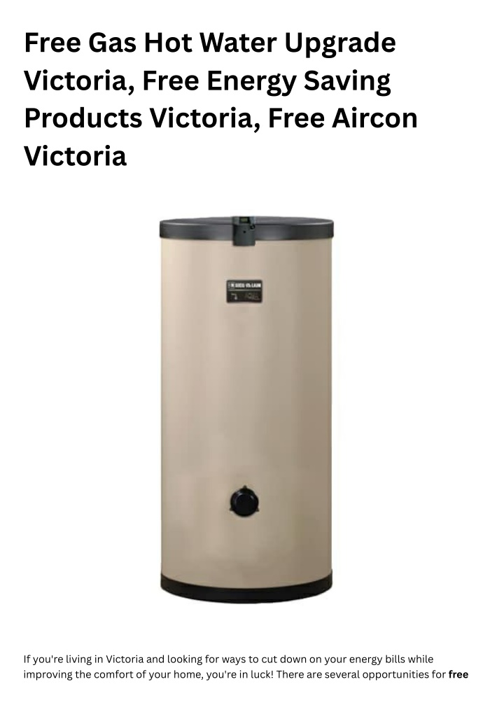 free gas hot water upgrade victoria free energy