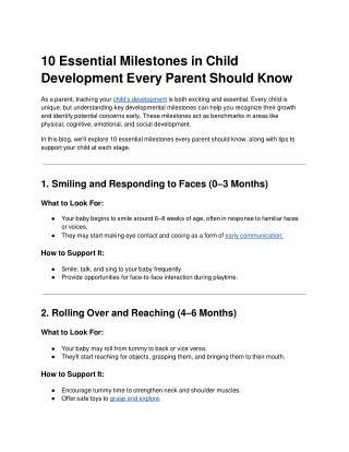 10 Essential Milestones in Child Development Every Parent Should Know