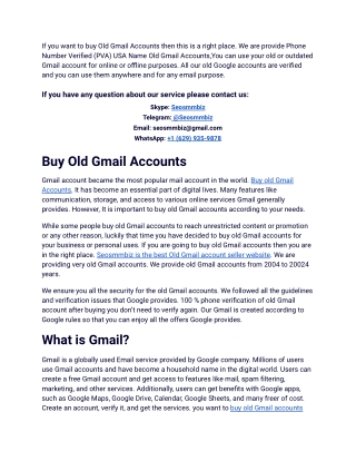 The Best Platform for Buy USA Old Gmail Accounts in Next Year