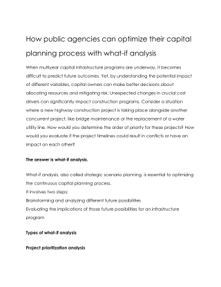 how public agencies can optimize their capital