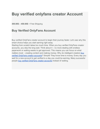 Buy verified onlyfans creator Account