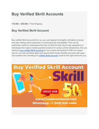 Buy Verified Skrill Accounts