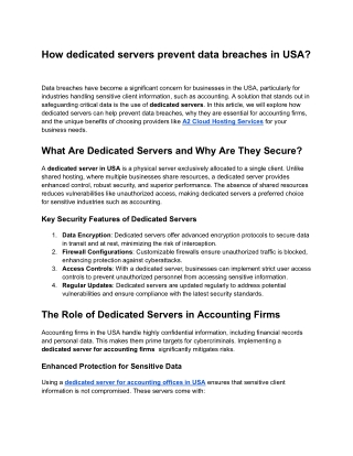 how dedicated servers prevent data breaches in usa