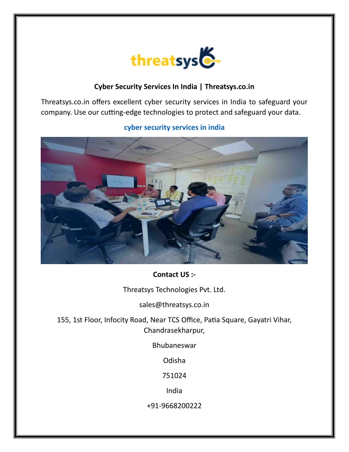 cyber security services in india threatsys co in