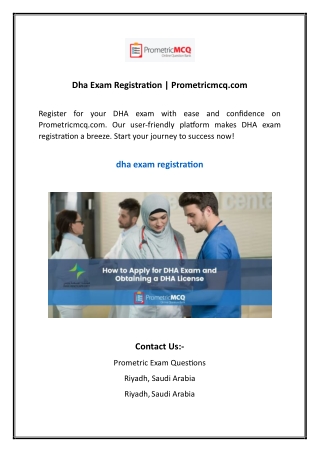 Dha Exam Registration Prometricmcq