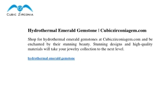 hydrothermal emerald gemstone cubiczirconiagem com