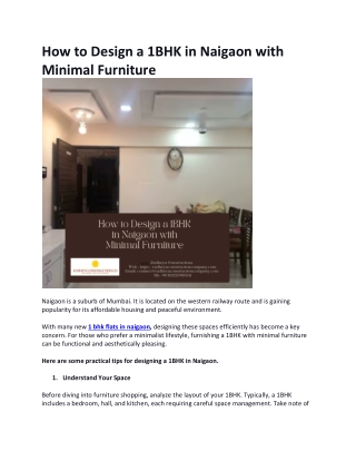 how to design a 1bhk in naigaon with minimal