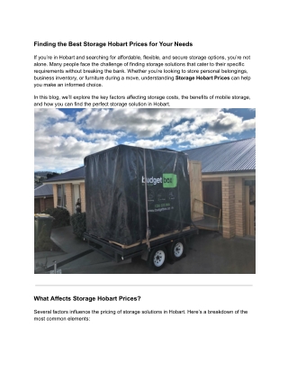 Finding the Best Storage Hobart Prices for Your Needs - Google Docs
