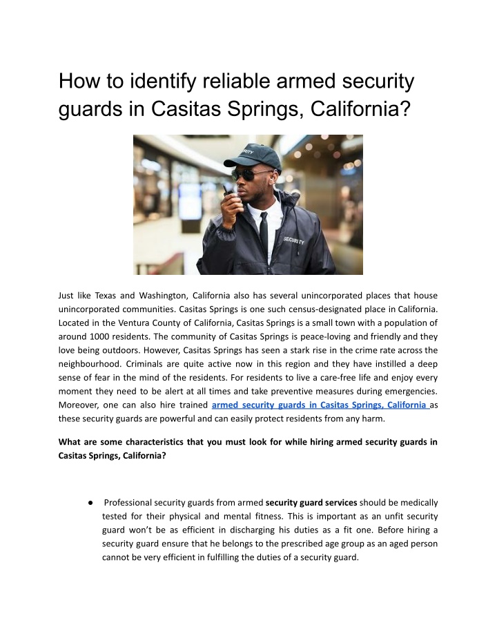 how to identify reliable armed security guards