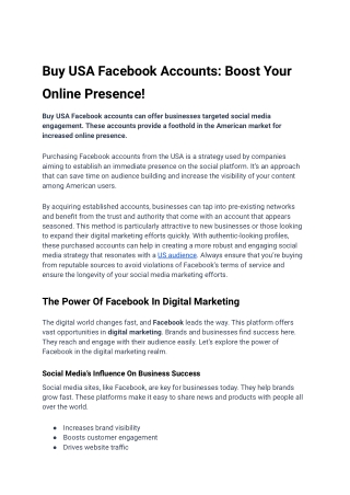 Buy USA Facebook Accounts