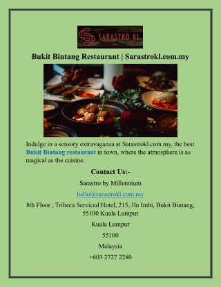 Bukit Bintang Restaurant  Sarastrokl.com.my