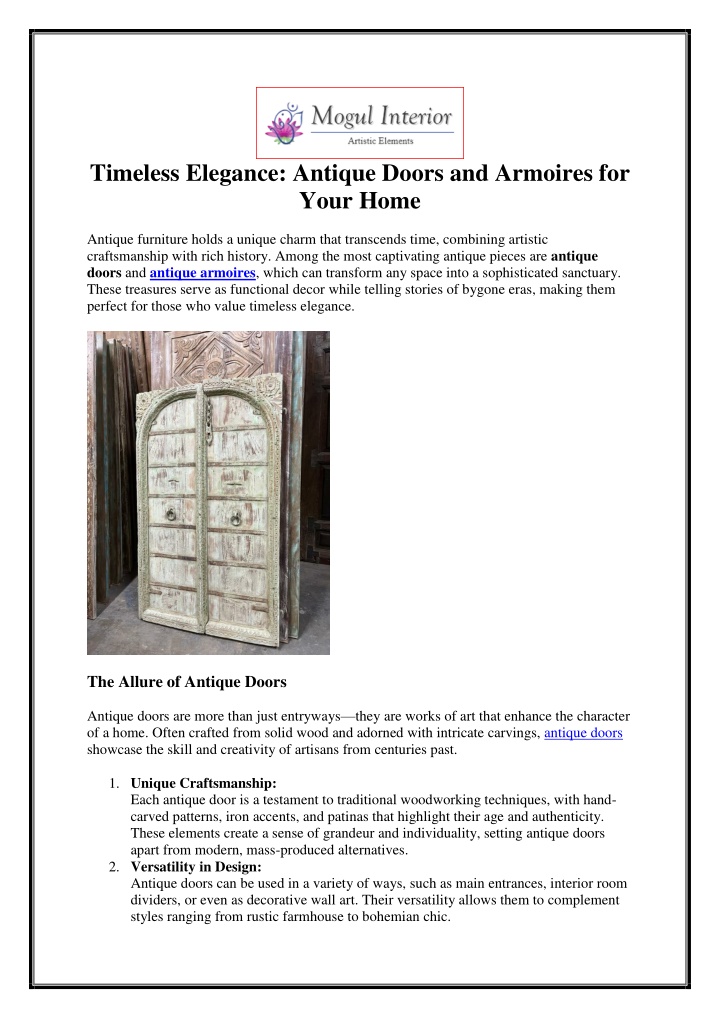 timeless elegance antique doors and armoires