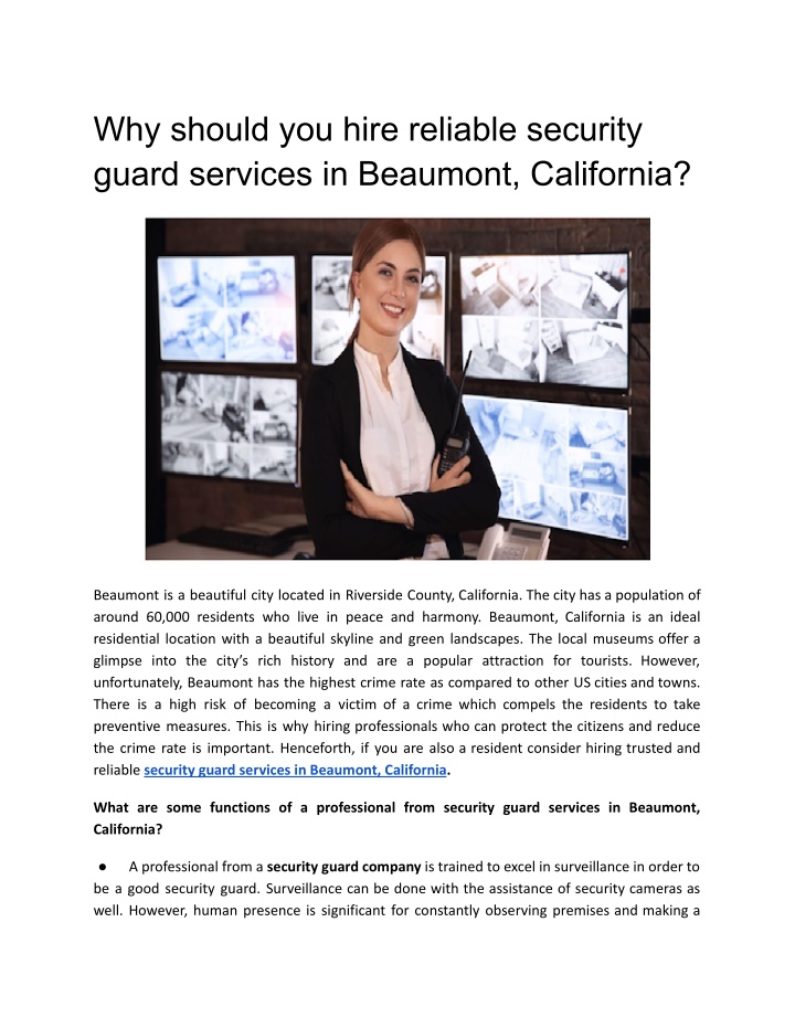 why should you hire reliable security guard