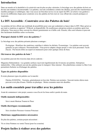 Le DIY Accessible : Construire avec des Palettes de bois!