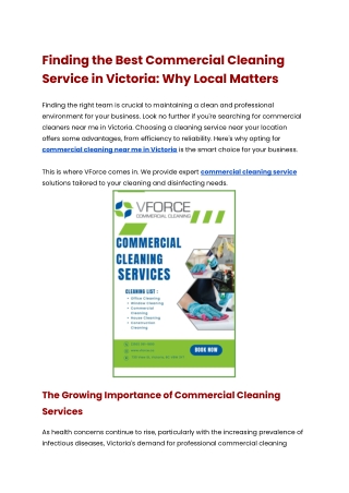 Finding the Best Commercial Cleaning Service in Victoria_ Why Local Matters