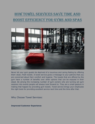 how towel services save time and boost efficiency