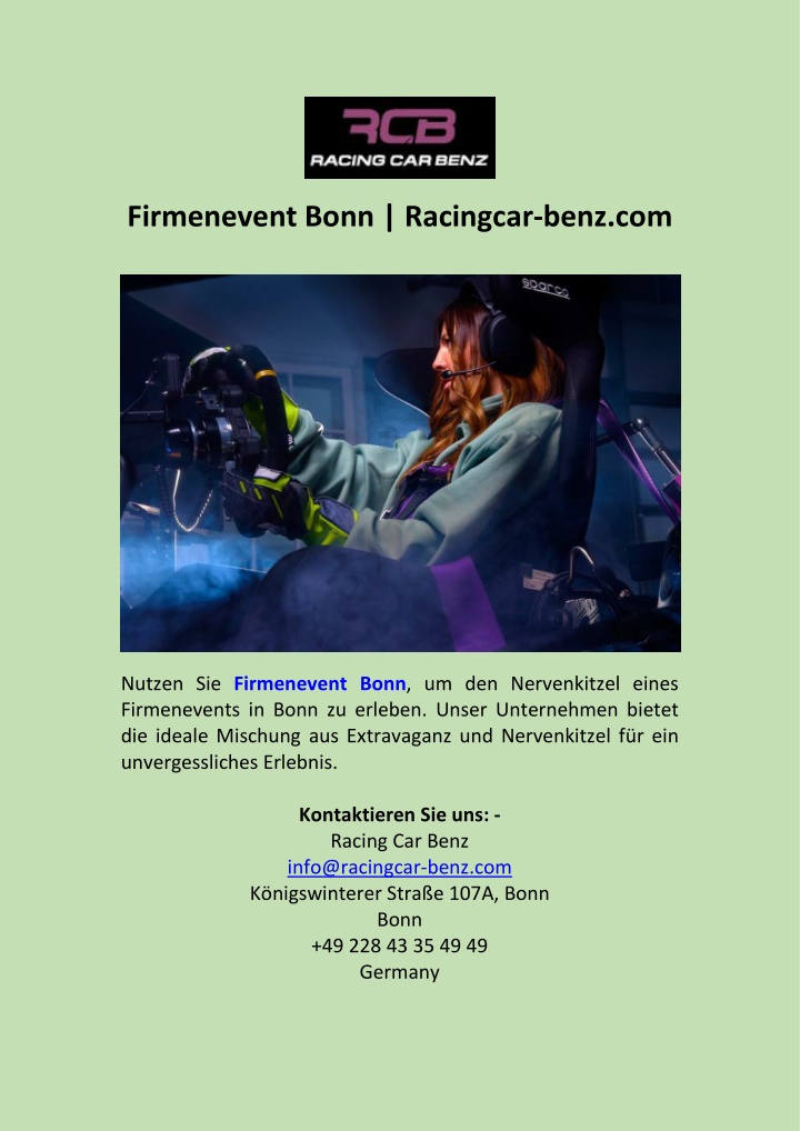 firmenevent bonn racingcar benz com