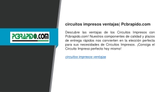 circuitos impresos ventajas Pcbrapido.com