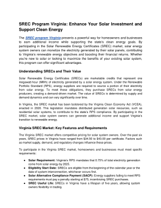 srec program virginia enhance your solar