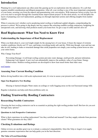 Planning Your Roof Replacement: Key Steps to Take Before Starting!