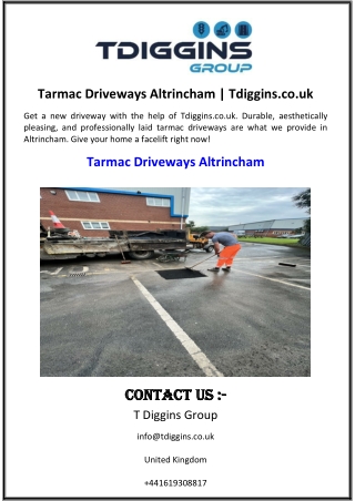 Tarmac Driveways Altrincham  Tdiggins.co.uk